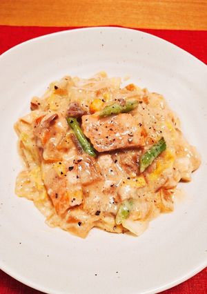 糖質オフ！鮭の豆乳味噌クリーム煮-レシピのメイン写真