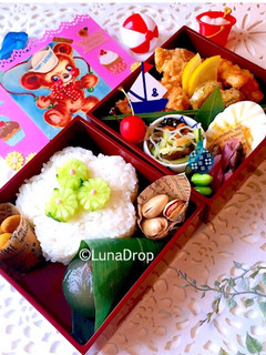 中学生 女子弁当 唐揚げ 梅型-レシピのメイン写真
