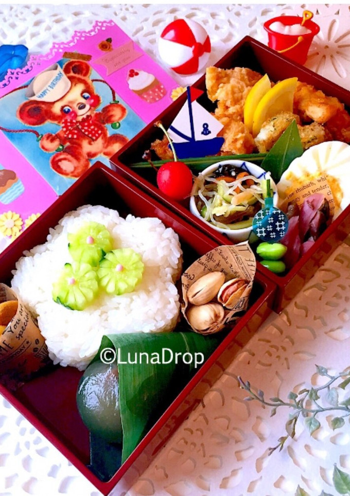 中学生 女子弁当 唐揚げ 梅型-レシピのメイン写真