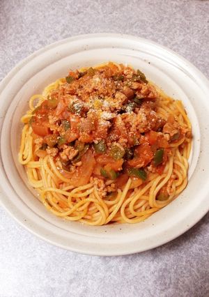 トマトジュースでミートソーススパゲッティ-レシピのメイン写真