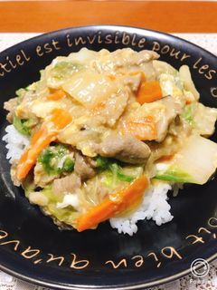 豚こま白菜のふわとろ卵とじ丼♡♡♡-レシピのメイン写真