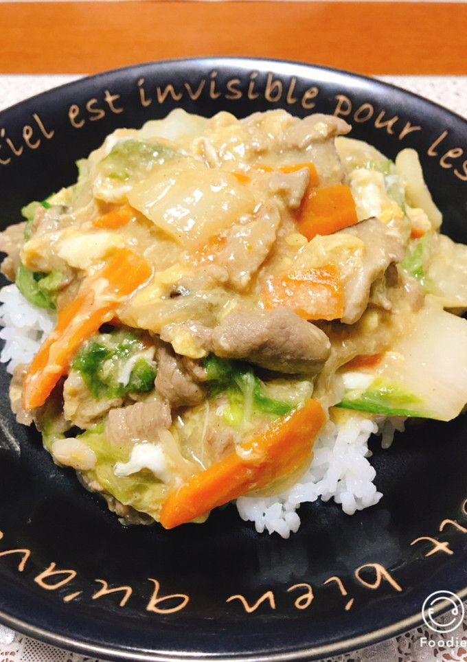 豚こま白菜のふわとろ卵とじ丼♡♡♡-レシピのメイン写真