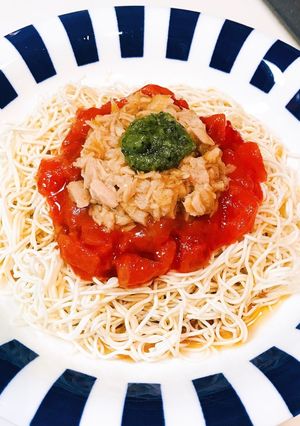 2分でできる！ツナとトマトの豆腐素麺♡-レシピのメイン写真