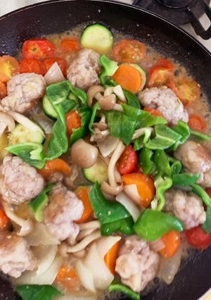 豚こま団子ミニトマト塩ダレ炒め煮-レシピのメイン写真