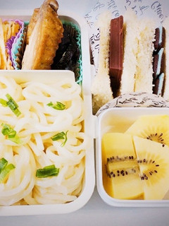 冷やしうどんとチョコパン弁当-レシピのメイン写真