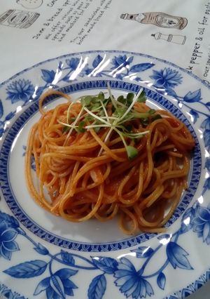 玉葱とハムのケチャパスタ。ランチ。-レシピのメイン写真