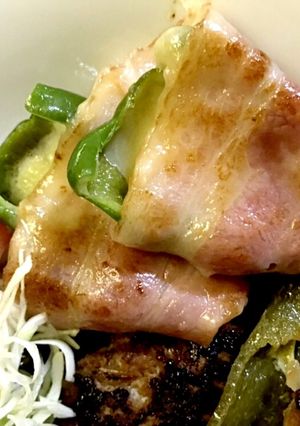ピーマンのチーズ詰めベーコン巻き焼き-レシピのメイン写真