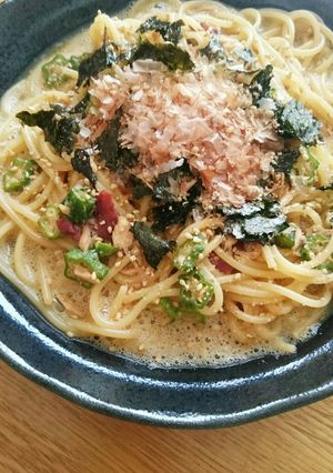 すき焼きのたれで♪オクラと梅肉のパスタ-レシピのメイン写真