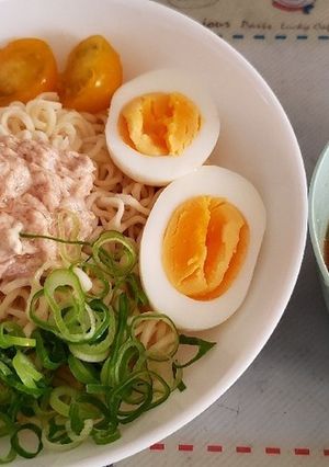 シーチキンマヨと彩りいっぱいつけ麺！-レシピのメイン写真