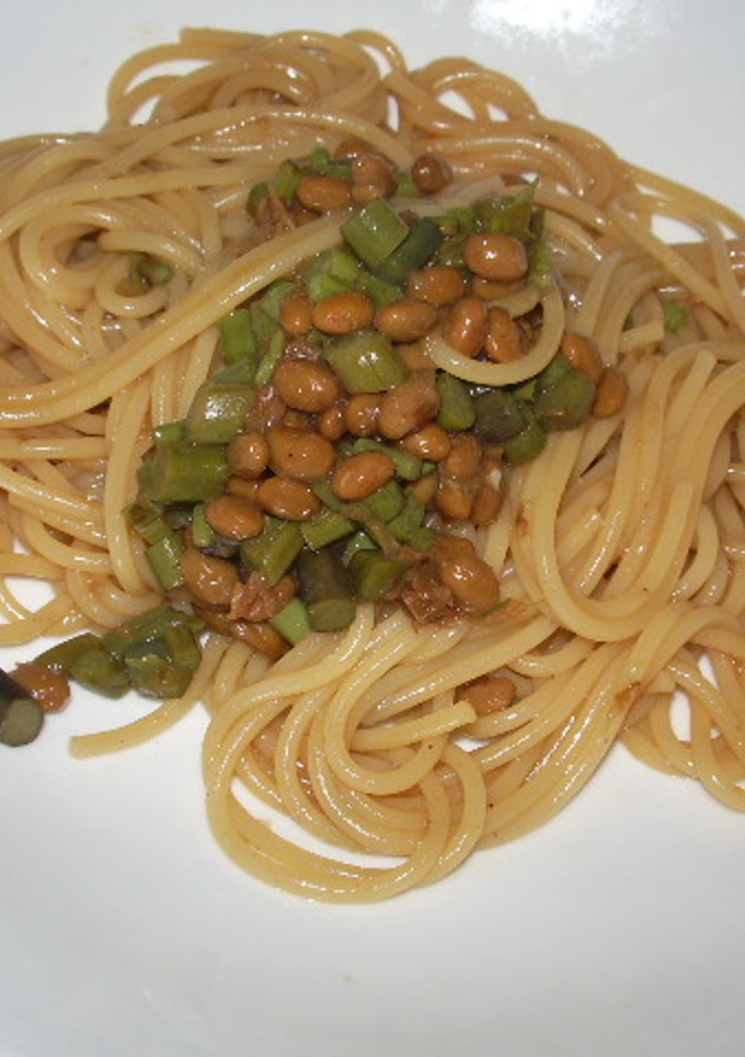 激ウマ！とろねば☆納豆と蕨のスパゲティ-レシピのメイン写真