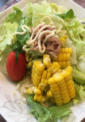 コーンたっぷり冷やしサラダ塩ラーメン-レシピのメイン写真