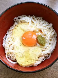 シンプルに、釜玉素麺-レシピのメイン写真
