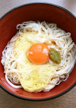 シンプルに、釜玉素麺-レシピのメイン写真