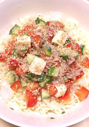 カラフル夏野菜とシーチキンの冷やしあえ麺-レシピのメイン写真