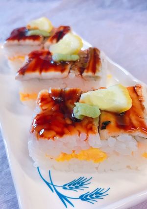 焼き穴子の押し寿司 タレとわさびで-レシピのメイン写真