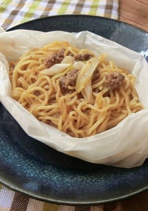 レンジで簡単★ネギそぼろ焼きそば-レシピのメイン写真