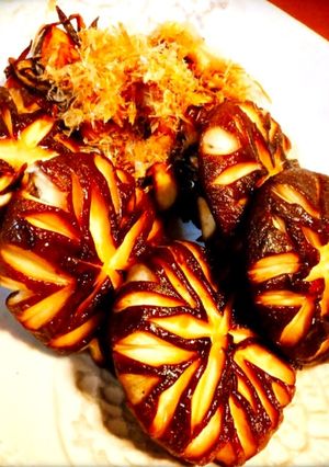 椎茸のにんにくバター焼き(飾り切り)-レシピのメイン写真
