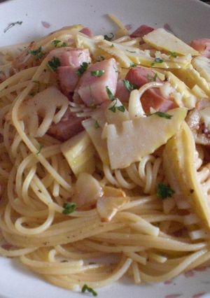 簡単☆たけのこと厚切りベーコンのパスタ♪-レシピのメイン写真