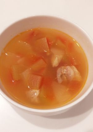 超簡単！スイカの皮と鳥もも肉のスープ-レシピのメイン写真