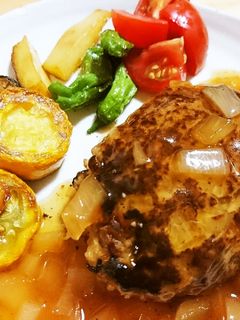 簡単和風ハンバーグ♡黒酢玉ねぎソース-レシピのメイン写真