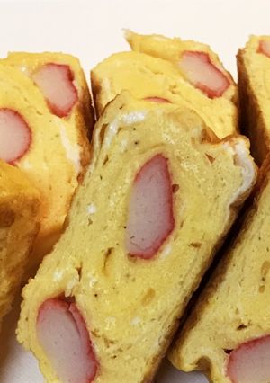 弁当作り置き:かにかま入り卵焼き-レシピのメイン写真