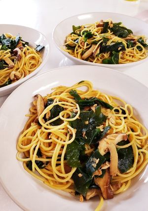 麺つゆで！ツナとわかめの和風スパゲッティ-レシピのメイン写真