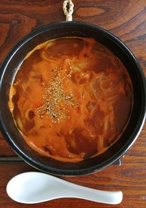 旦那の朝ごはん⑧『カルビクッパ風うどん』-レシピのメイン写真