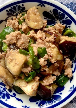 ＊甘辛！茄子とピーマンの味噌そぼろ炒め＊-レシピのメイン写真