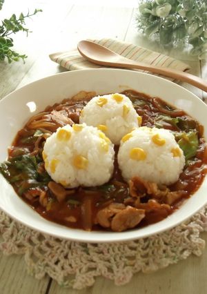コーンご飯とレタスのハヤシライス-レシピのメイン写真
