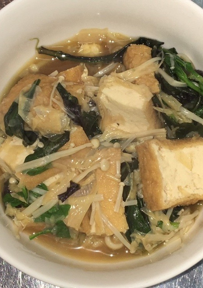 厚揚げと金時草とつる菜の柚子胡椒煮-レシピのメイン写真