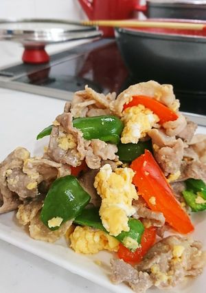 簡単お昼ご飯☆塩麹豚こまピーマン炒め☆-レシピのメイン写真