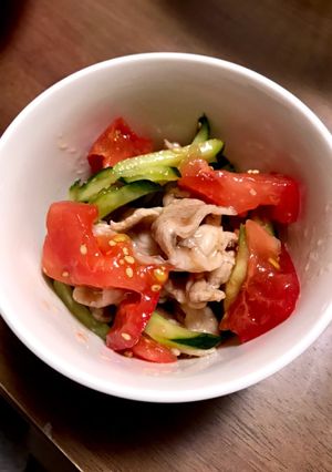 作り置き、きゅうりとトマトと豚肉の和え物-レシピのメイン写真