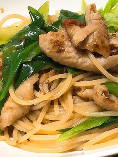 ポン酢で簡単!鶏皮和風パスタ-レシピのメイン写真
