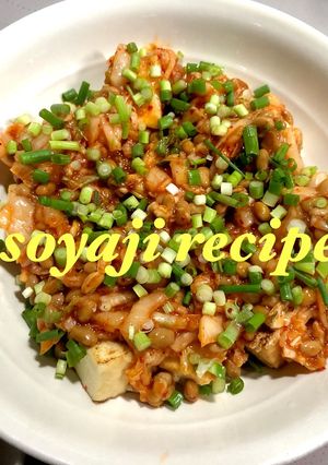 厚揚げ焼きにキムチ納豆かけ-レシピのメイン写真