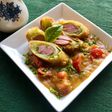 ウインナーキャベツ巻きフライカレーソース