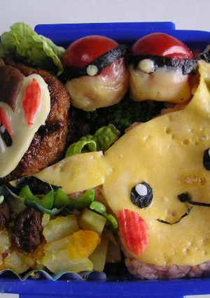 遠足お弁当♡ヒコザルとピカチュウキャラ弁-レシピのメイン写真