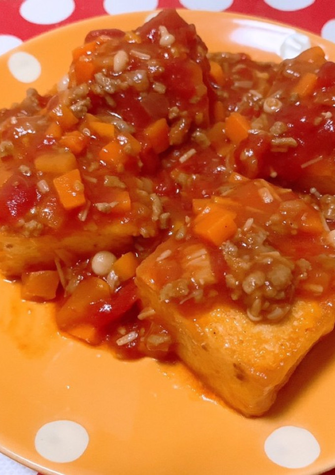 ミートソースを使った厚揚げのトマト煮-レシピのメイン写真