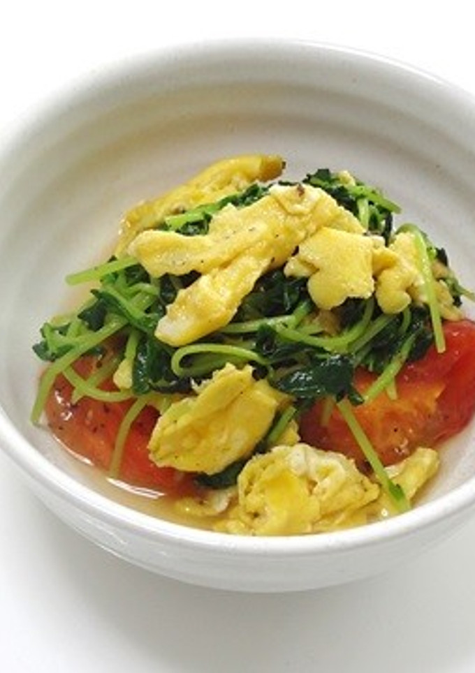 トマトと豆苗の玉子炒め-レシピのメイン写真