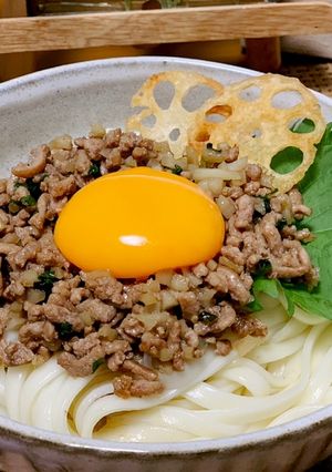 食べ応えバッチリ！蓮根の肉味噌うどん-レシピのメイン写真
