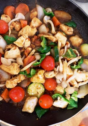 胸肉ミニトマトたっぷりトマト塩ダレ炒め煮-レシピのメイン写真