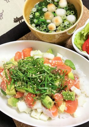 サーモン長芋アボカドの混ぜるだけ丼-レシピのメイン写真