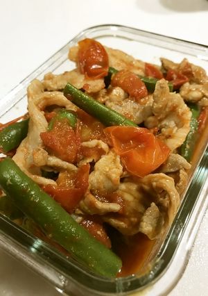 ミニトマト×豚コマ×インゲンの夏野菜炒め-レシピのメイン写真