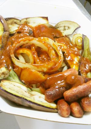 焼き野菜スパイシーカレートマトソースがけ-レシピのメイン写真