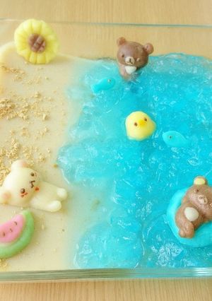 夏☆海と砂浜ゼリー♥️レンジで簡単＊*-レシピのメイン写真