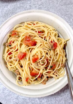 トマトとツナの麺つゆパスタ-レシピのメイン写真