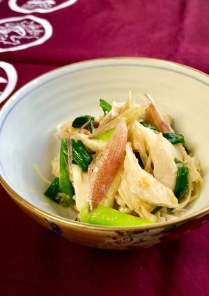 鶏胸肉とみょうがの辛子酢味噌和え-レシピのメイン写真