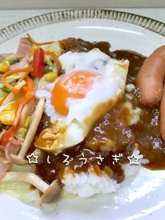 1人ランチに♬野菜炒めとカレーのプレート-レシピのメイン写真