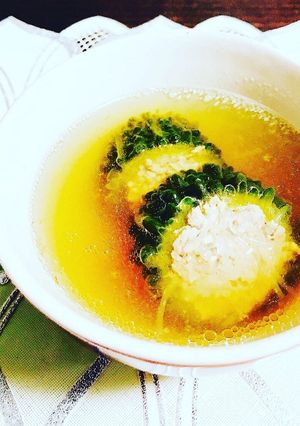 ヘルシー夏野菜タイ風ゴーヤの肉詰めスープ-レシピのメイン写真