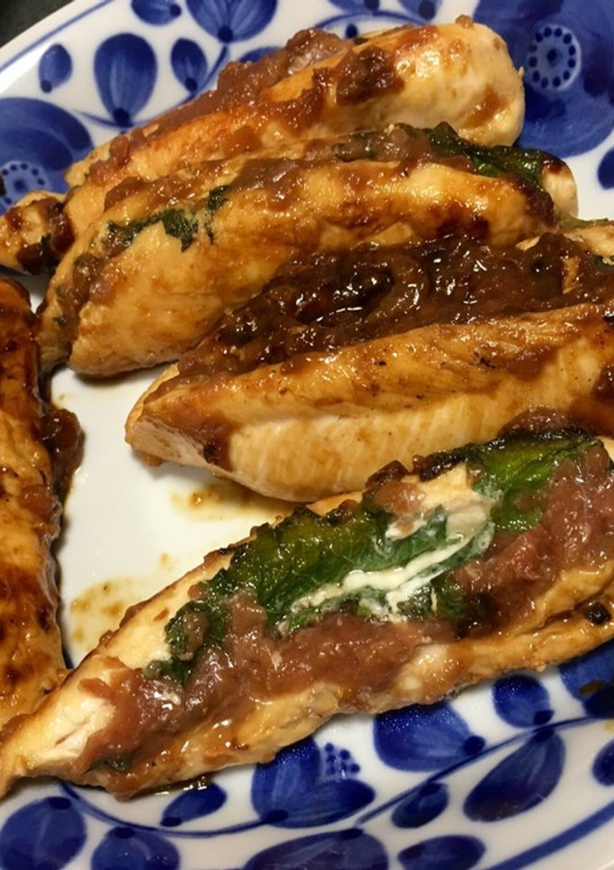 ささみの梅しそはさみ焼き-レシピのメイン写真