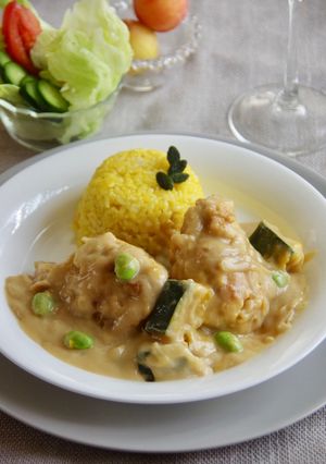 鶏胸肉と南瓜のシチューオンライス-レシピのメイン写真